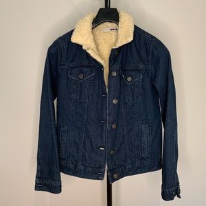 Topshop Denim Jacket with Faux Fur Interior